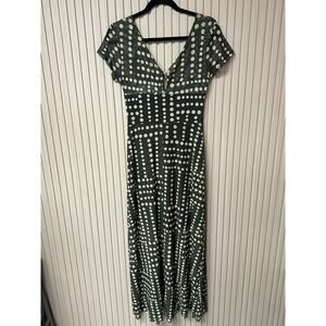 Zinzane Poá Duda Long Tulle Dress - V-Neck Twist Detail Polka Dot Print Size M